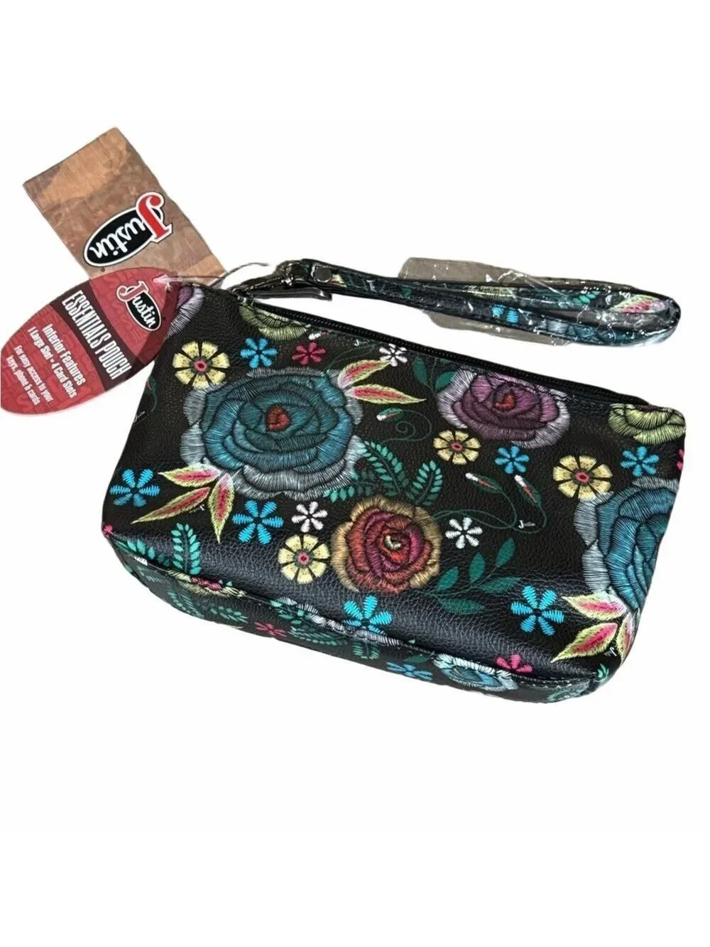 Justin Floral Wristlet Essentials Pouch NWT
